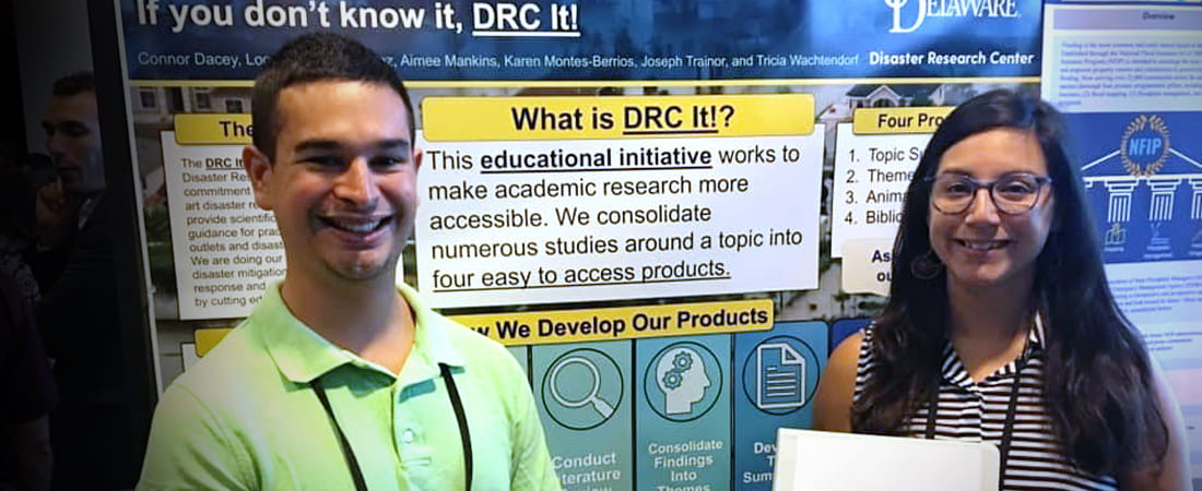 DRC IT: DRC Research Assistants and DISA students Connor Dacey and Aimee Mankins presenting their work on DRC It!